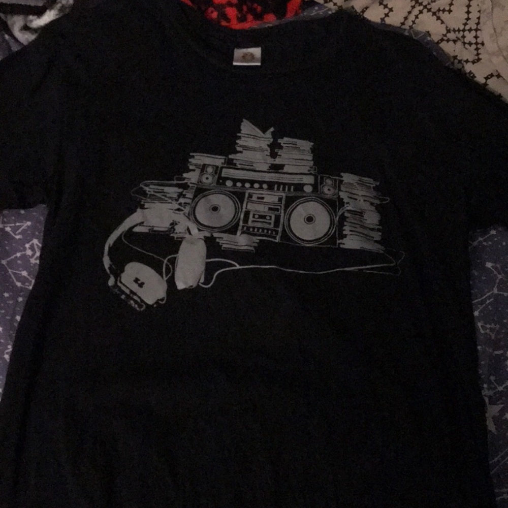 Boom box and headphones t shirt